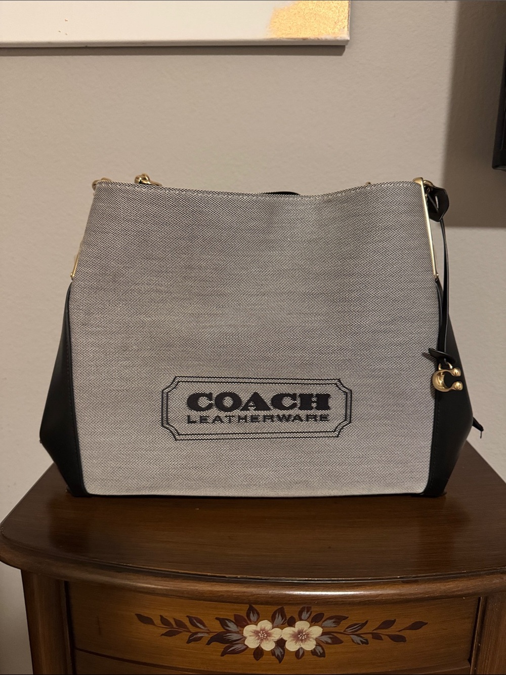 Coach Canvas & Leather Shoulder Bag in Gray and Black